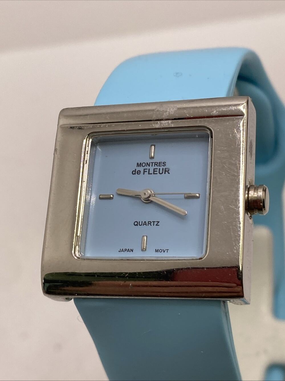 Montres De Fleur Womens Blue Tank Watch New Battery